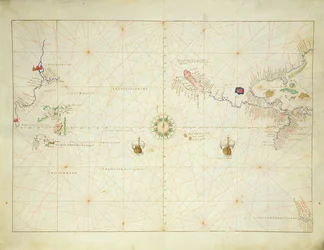 O Oceano Pacífico, de um Atlas do Mundo em 33 Mapas, Veneza, 1º de setembro de 1553 (tinta em pergaminho) (ver também 330962)